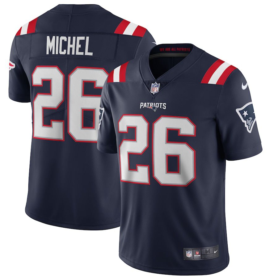 Men New England Patriots #26 Sony Michel Nike Navy Vapor Limited NFL Jersey